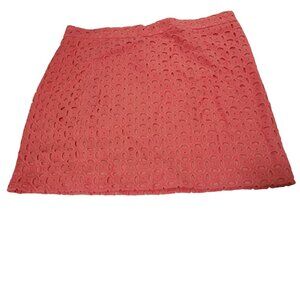 J Crew Mini Skirt Womens Size 8 Short Orange Pencil Eyelet Back Zip Casual Party